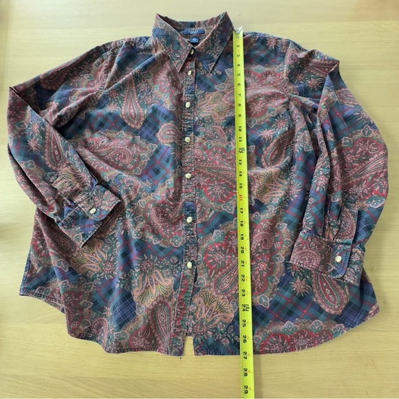 Chaps By Ralph Lauren 100% Cotton Button Up 2X Jewel Tone Paisley Artsy Eclectic - Picture 8 of 9